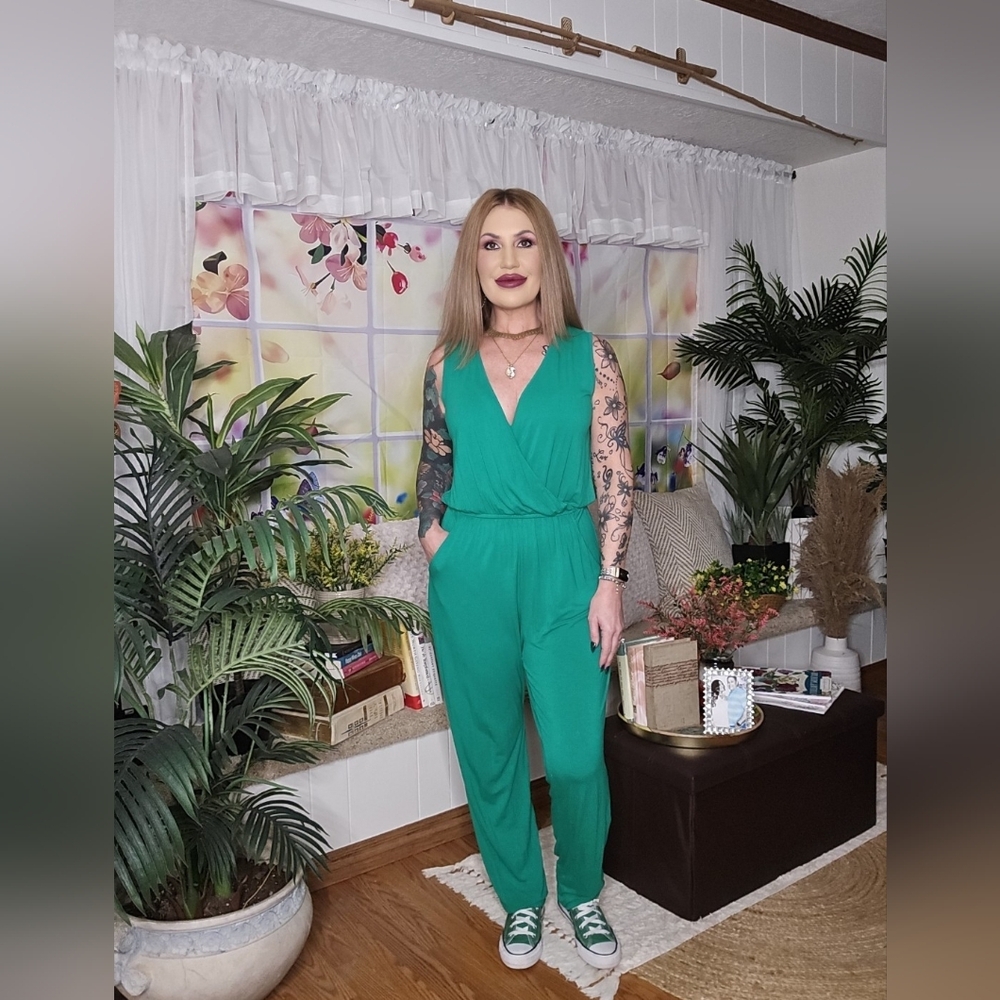 Green Sleeveless Jumpsuit